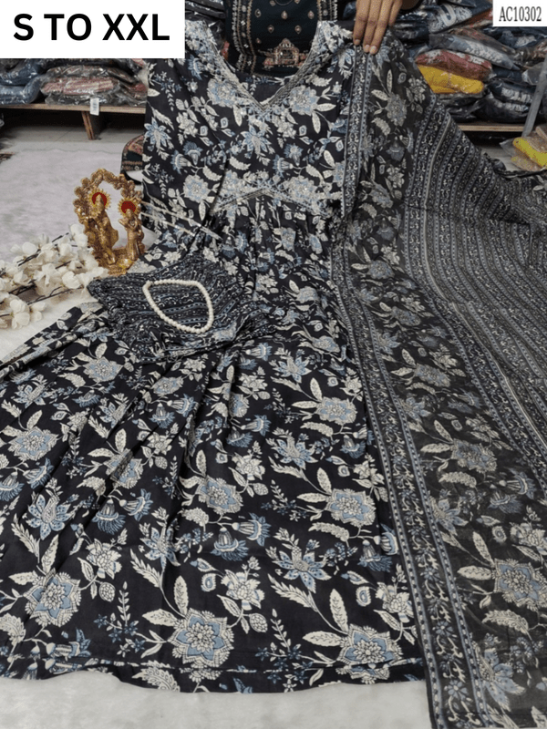 HEAVY ALIACUT KURTA PANT DUPATTA S TO XXL - DESIGN 11 - VASTRA COLLECTION