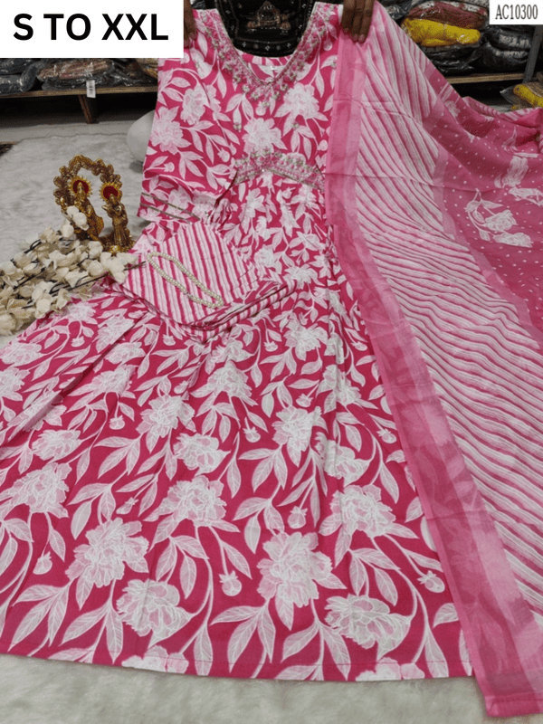 Vastra Collection heavy AliaCut kurta with matching pants and dupatta in S to XXL size, featuring intricate traditional design.