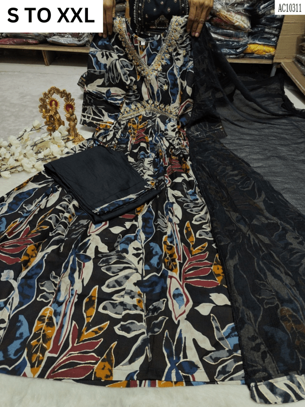 Heavy aliacut kurta pant with dupatta in S to XXL sizes, featuring intricate design by VASTRA COLLECTION.