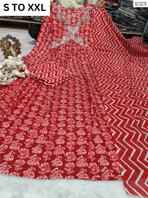 HEAVY ALIACUT KURTA PANT DUPATTA S TO XXL - DESIGN 34 - VASTRA COLLECTION