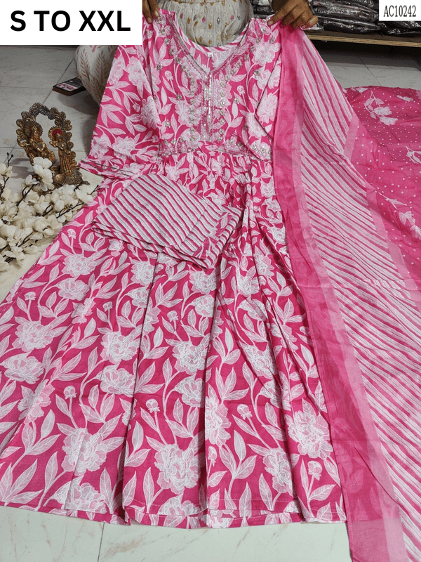 Heavy aliacut kurta pant with dupatta in S to XXL sizes, vibrant design from VASTRA COLLECTION showcasing traditional wear.