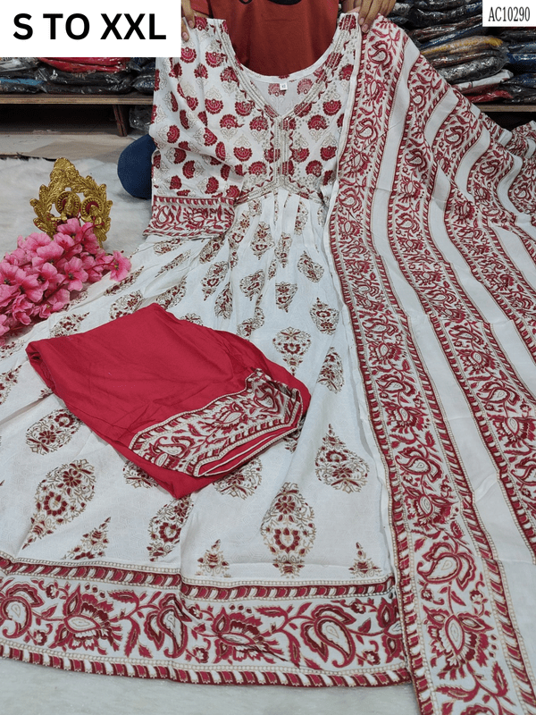 HEAVY ALIACUT KURTA PANT DUPATTA S TO XXL - DESIGN 7 - VASTRA COLLECTION