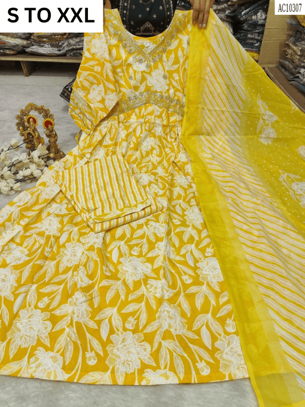 HEAVY ALIACUT KURTA PANT DUPATTA S TO XXL - DESIGN 8 - VASTRA COLLECTION