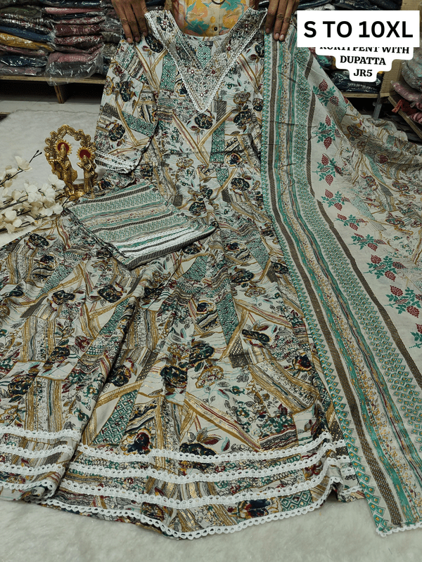 HEAVY ANARKALI KURTA PANT DUPATTA S TO 10XL - DESIGN 11 - VASTRA COLLECTION