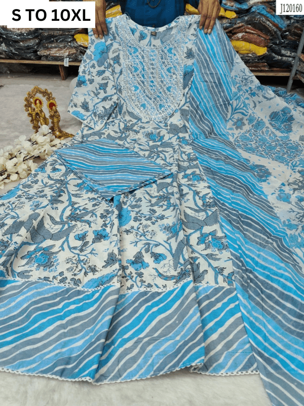 HEAVY ANARKALI KURTA PANT DUPATTA S TO 10XL - DESIGN 12 - VASTRA COLLECTION