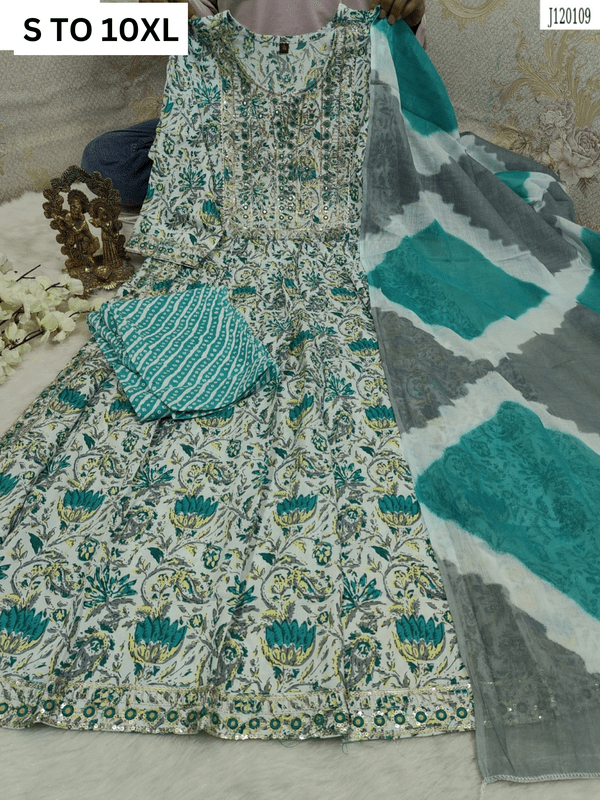 HEAVY ANARKALI KURTA PANT DUPATTA S TO 10XL - DESIGN 16 - VASTRA COLLECTIONVASTRA COLLECTION