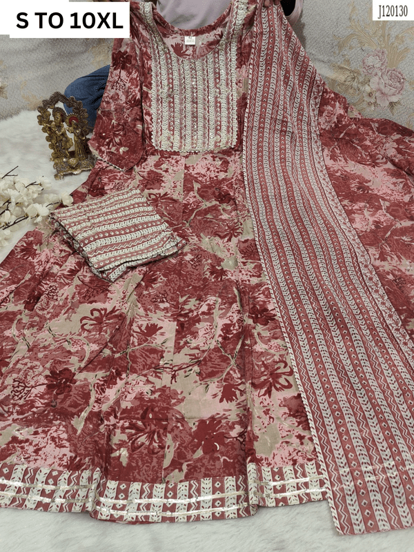 HEAVY ANARKALI KURTA PANT DUPATTA S TO 10XL - DESIGN 23 - VASTRA COLLECTION