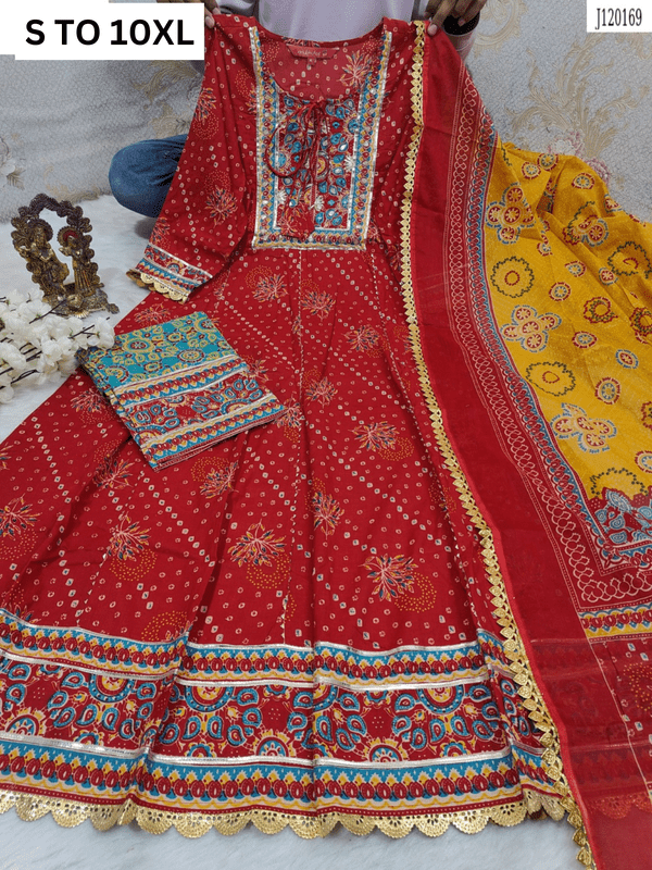 Heavy Anarkali Kurta with matching dupatta and pants from Vastra Collection, available in sizes S to 10XL, detailed design.