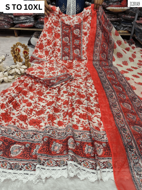 HEAVY ANARKALI KURTA PANT DUPATTA S TO 10XL - DESIGN 29 - VASTRA COLLECTION