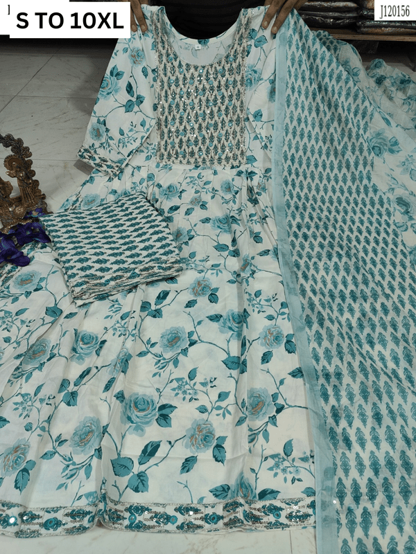 HEAVY ANARKALI KURTA PANT DUPATTA S TO 10XL - DESIGN 30 - VASTRA COLLECTION