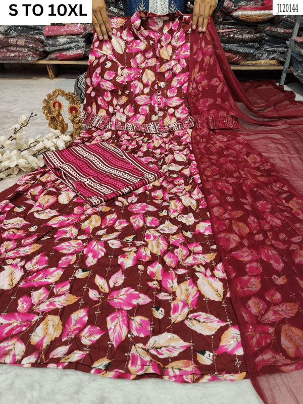 HEAVY ANARKALI KURTA PANT DUPATTA S TO 10XL - DESIGN 6 - VASTRA COLLECTIONVASTRA COLLECTION