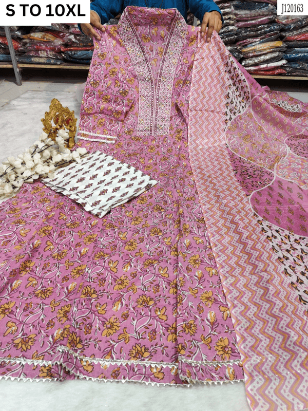 Heavy Anarkali Kurta with matching pant and dupatta in vibrant design, available from small to 10XL sizes by Vastra Collection.