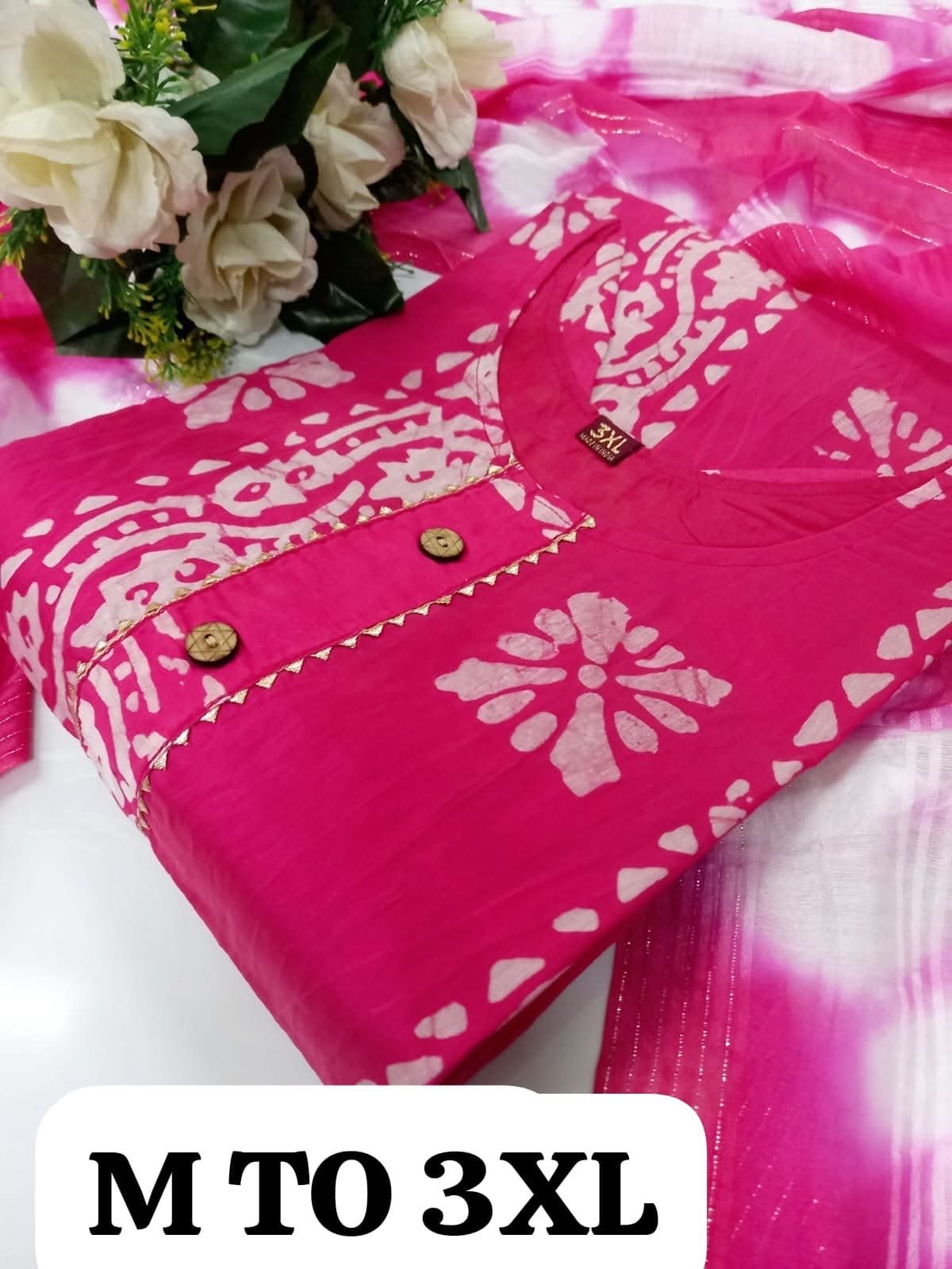 Soft, heavy muslin cotton kurta with matching dupatta in size S to 3XL from Vastra Collection, showcasing traditional Indian attire.