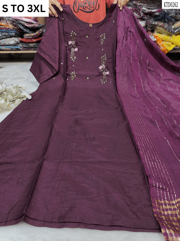 HEAVY MUSLIN COTTON SOFT KURTA DUPATTA S TO 3XL - DESIGN 13 - VASTRA COLLECTION