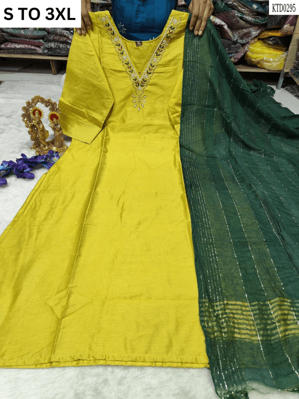HEAVY MUSLIN COTTON SOFT KURTA DUPATTA S TO 3XL - DESIGN 17 - VASTRA COLLECTION