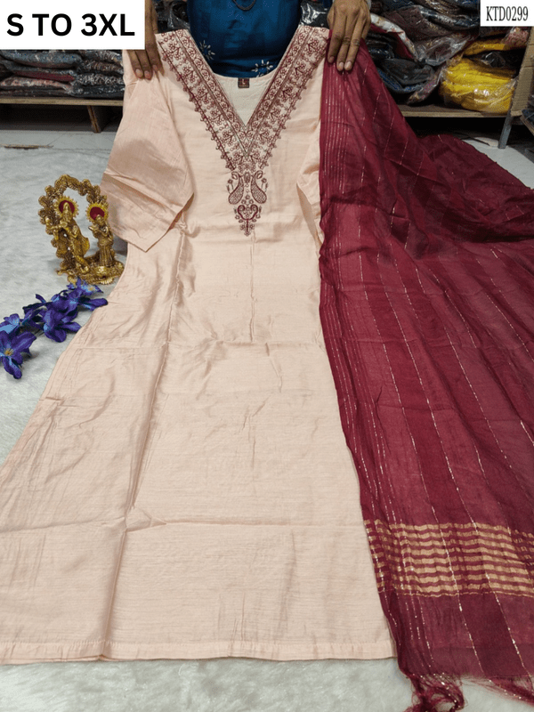 Soft heavy muslin cotton kurta with matching dupatta in size S to 3XL, featuring design 19 from VASTRA COLLECTION.