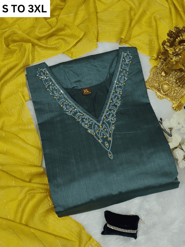Light beige heavy muslin cotton kurta with matching dupatta, soft fabric, available in S to 3XL, VASTRA COLLECTION design 22.