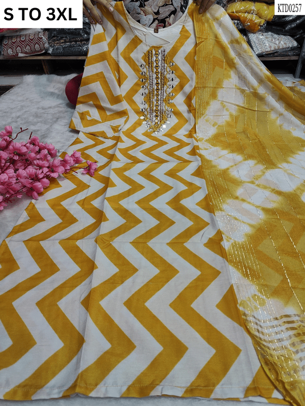 HEAVY MUSLIN COTTON SOFT KURTA DUPATTA S TO 3XL - DESIGN 27 - VASTRA COLLECTIONVASTRA COLLECTION