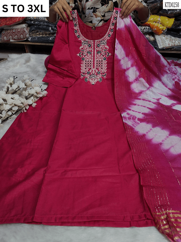 Soft cotton muslin kurta with matching dupatta in size S to 3XL, featuring intricate design from Vastra Collection.