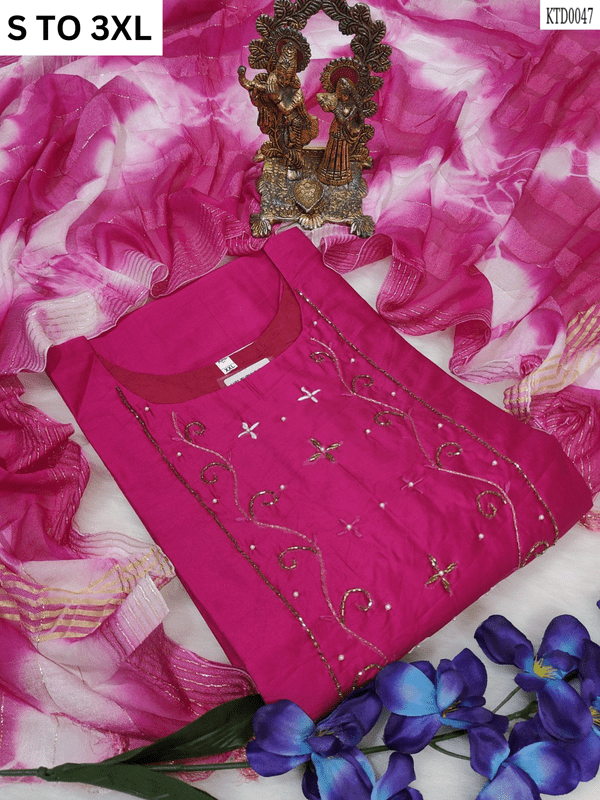 Soft cotton heavy muslin kurta with matching dupatta in design 35, available in sizes S to 3XL from VASTRA COLLECTION.