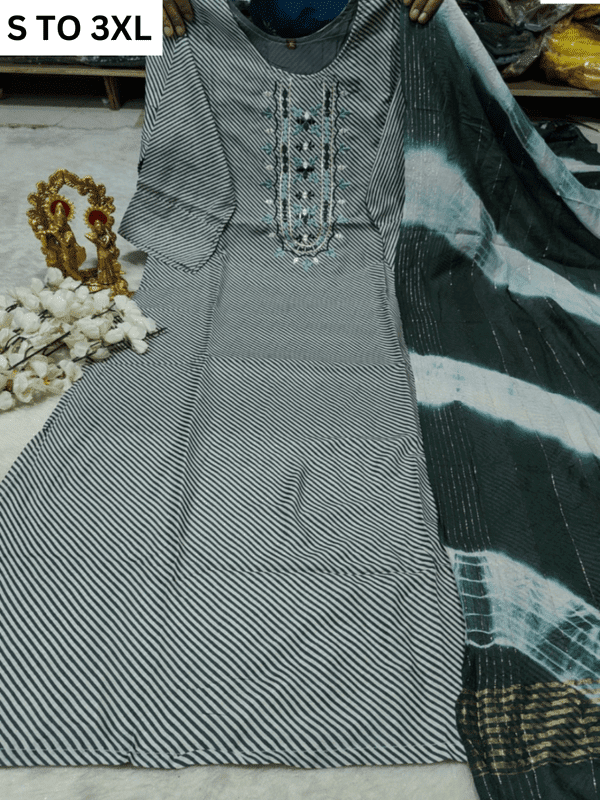 Heavy muslin cotton soft kurta with matching dupatta from VASTRA COLLECTION, available in sizes S to 3XL, featuring a traditional design.