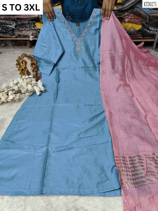 HEAVY MUSLIN COTTON SOFT KURTA DUPATTA S TO 3XL - DESIGN 45 - VASTRA COLLECTIONVASTRA COLLECTION