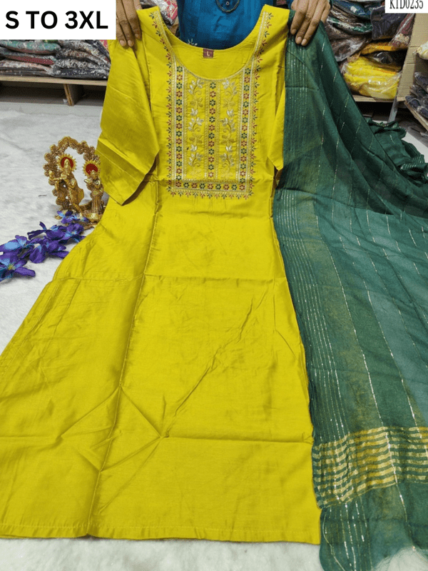 HEAVY MUSLIN COTTON SOFT KURTA DUPATTA S TO 3XL - DESIGN 46 - VASTRA COLLECTION