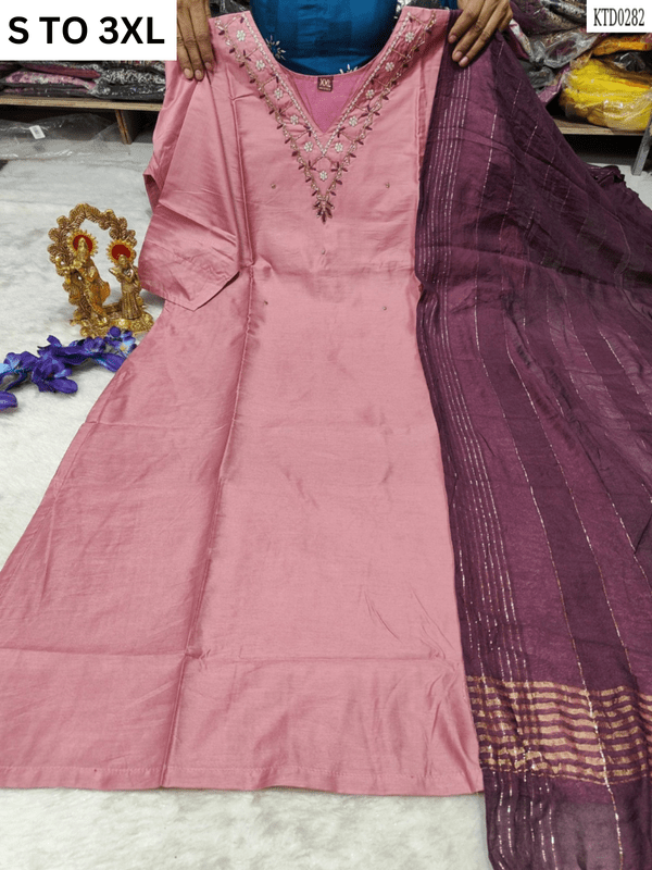 HEAVY MUSLIN COTTON SOFT KURTA DUPATTA S TO 3XL - DESIGN 47 - VASTRA COLLECTION