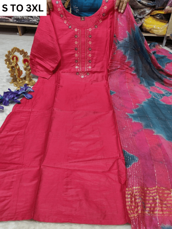 Soft heavy muslin cotton kurta with matching dupatta from VASTRA COLLECTION, available in size S to 3XL, design 48.