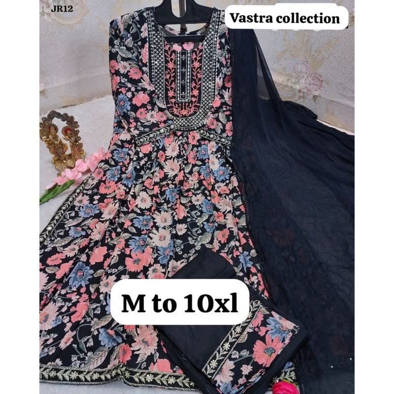 Heavy Nairacut kurta with matching pants and dupatta in size S to 10XL, VASTRA COLLECTION traditional Indian outfit with intricate design.