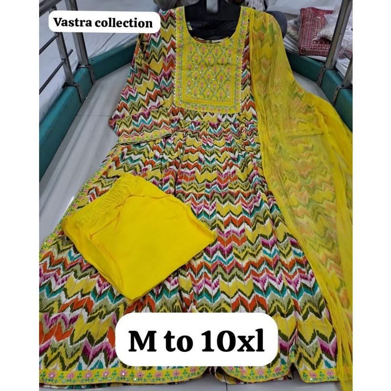 Heavy Nairacut kurta with matching pants and dupatta by VASTRA COLLECTION in size S to 10XL, featuring intricate design.
