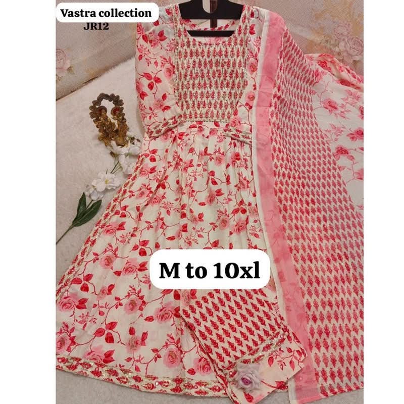 Heavy Nairacut kurta, pant, and dupatta set in size S to 10XL from Vastra Collection with intricate design details.