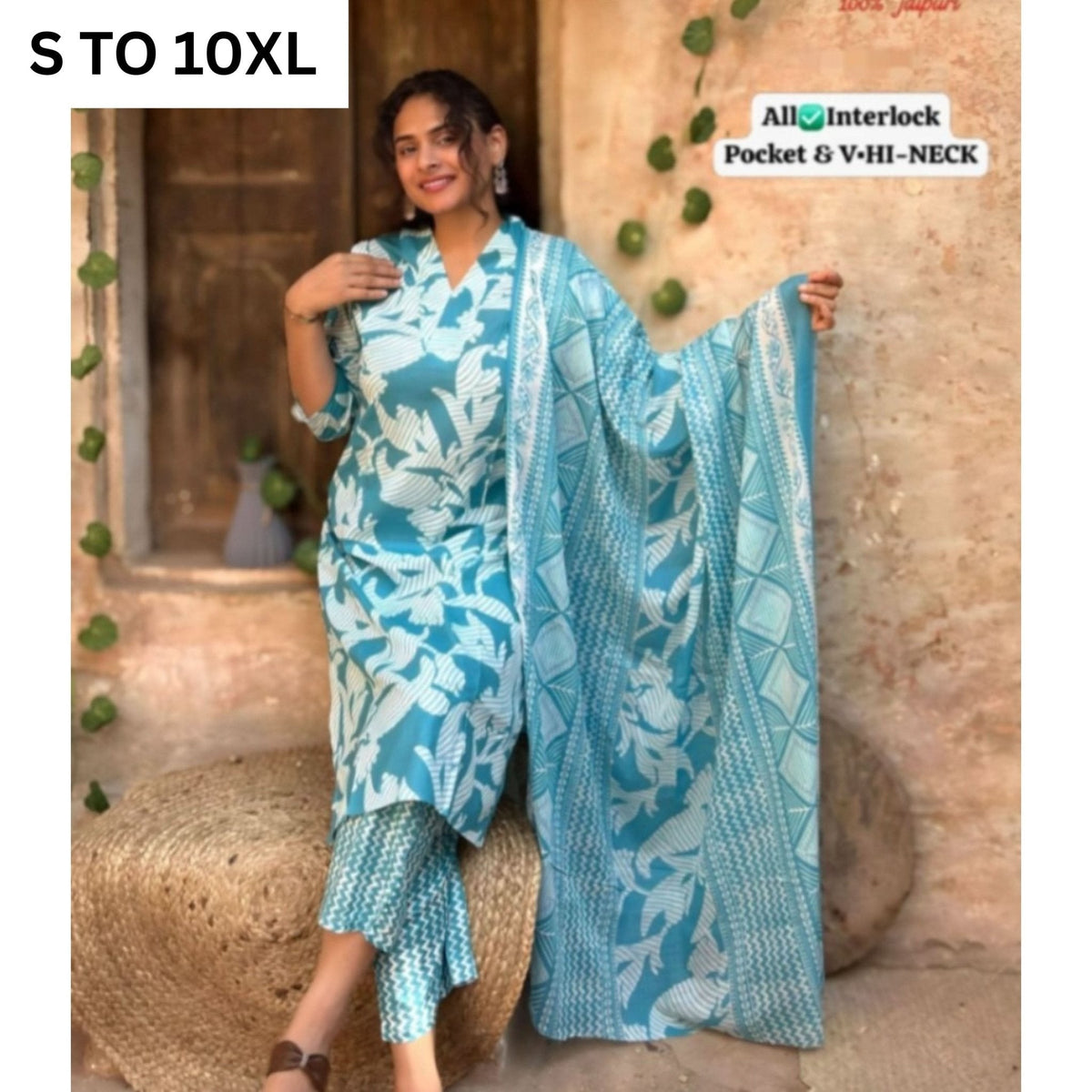 Readymade VASTRA COLLECTION kurta with matching pants and dupatta in Design 151, featuring traditional embroidery and vibrant fabric.