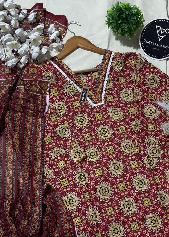 Readymade Kurta with matching pant and dupatta from VASTRA COLLECTION, Design 63, featuring traditional Indian embroidery and vibrant fabric.