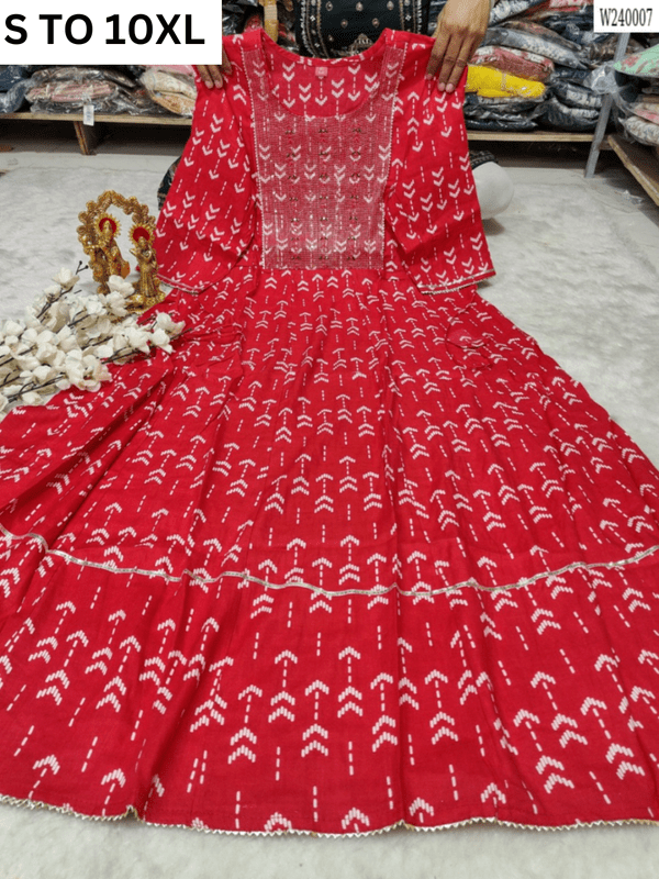 VASTRA COLLECTION readymade long gown with full flair in size S to 10XL, featuring elegant design and flowing fabric.