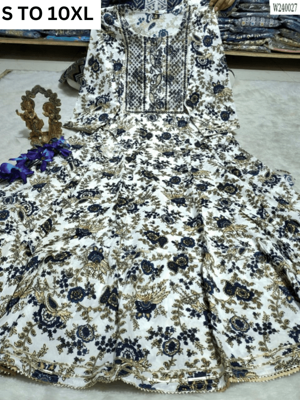 VASTRA COLLECTION long gown with full flair, available from size S to 10XL, featuring elegant design and flowing fabric.