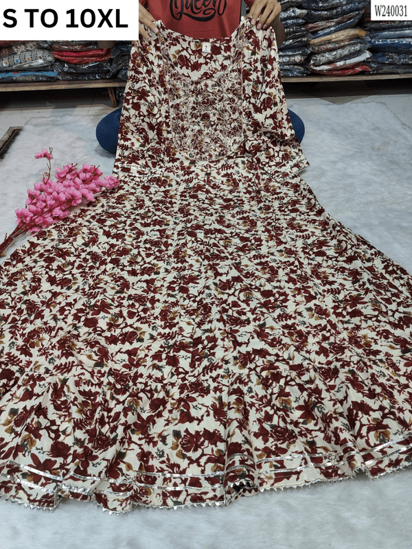 VASTRA COLLECTION readymade long gown with full flair in size S to 10XL, featuring elegant design and flowing fabric.