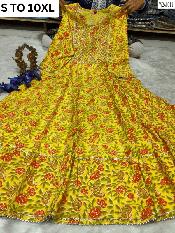VASTRA COLLECTION readymade long gown with full flair in size S to 10XL, featuring elegant design and flowing fabric.