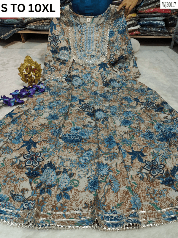 VASTRA COLLECTION readymade long gown with full flair in size S to 10XL, featuring elegant design and flowing fabric.