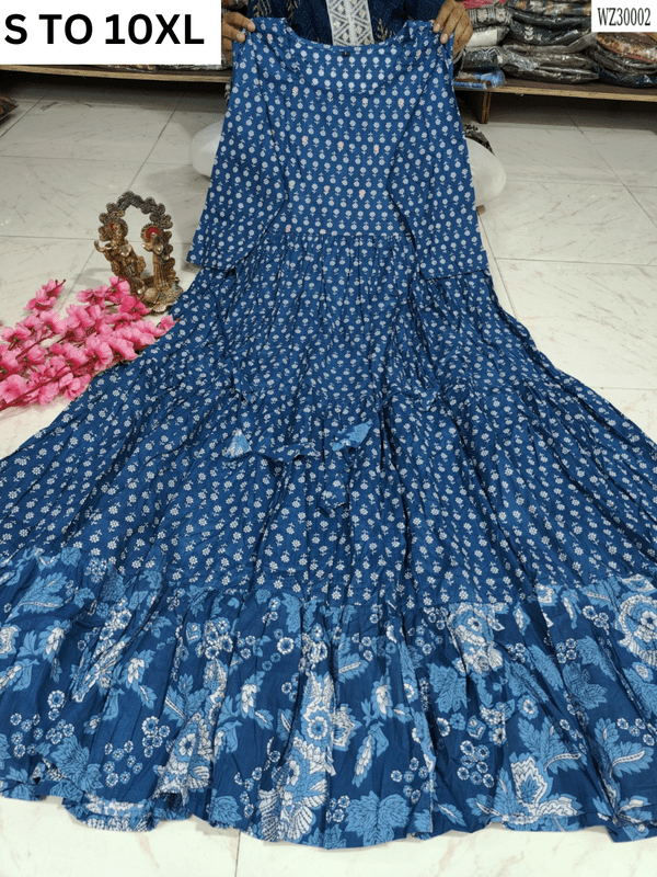 VASTRA COLLECTION long gown with full flair, available in sizes S to 10XL, featuring elegant design and flowing fabric.