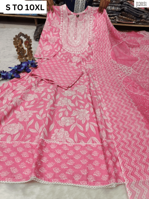 READYMADE ANARKALI KURTA PANT DUPATTA S TO 10XL