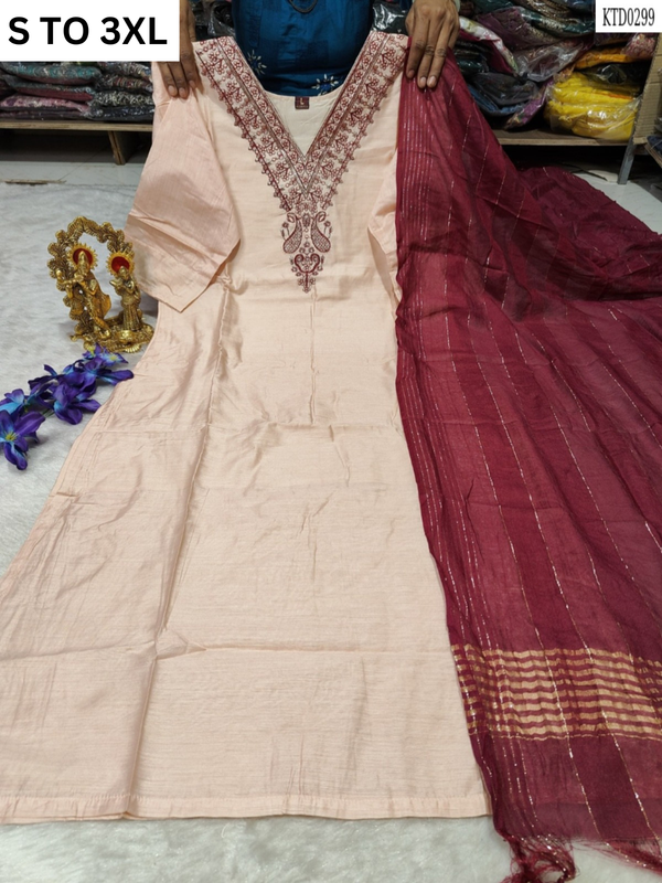 HEAVY MUSLIN COTTON SOFT KURTA DUPATTA S TO 3XL-DESIGN 19