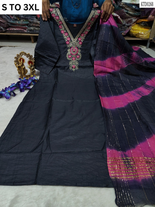 HEAVY MUSLIN COTTON SOFT KURTA DUPATTA S TO 3XL-DESIGN 25