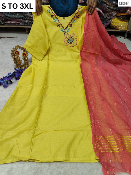 HEAVY MUSLIN COTTON SOFT KURTA DUPATTA S TO 3XL-DESIGN 26