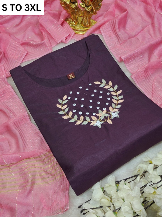 HEAVY MUSLIN COTTON SOFT KURTA DUPATTA S TO 3XL-DESIGN 30