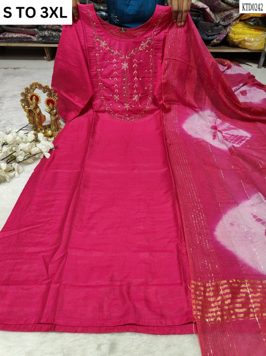 HEAVY MUSLIN COTTON SOFT KURTA DUPATTA S TO 3XL-DESIGN 32