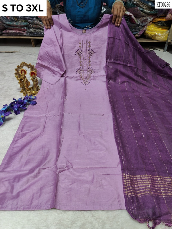 HEAVY MUSLIN COTTON SOFT KURTA DUPATTA S TO 3XL-DESIGN 37