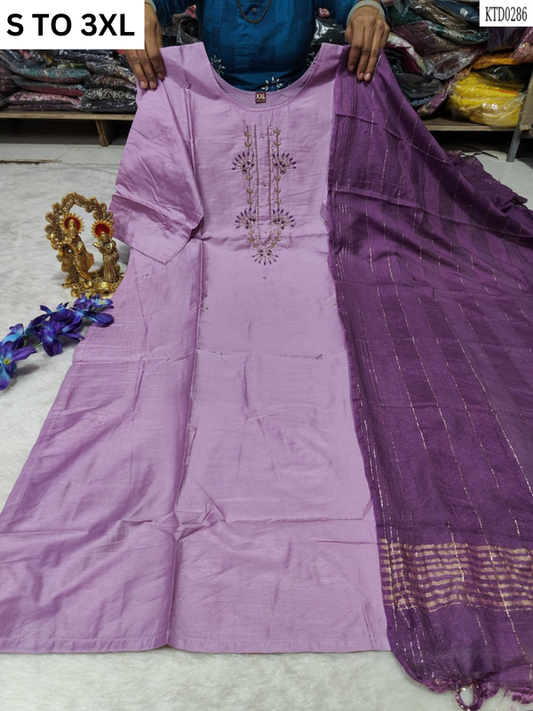 HEAVY MUSLIN COTTON SOFT KURTA DUPATTA S TO 3XL-DESIGN 37