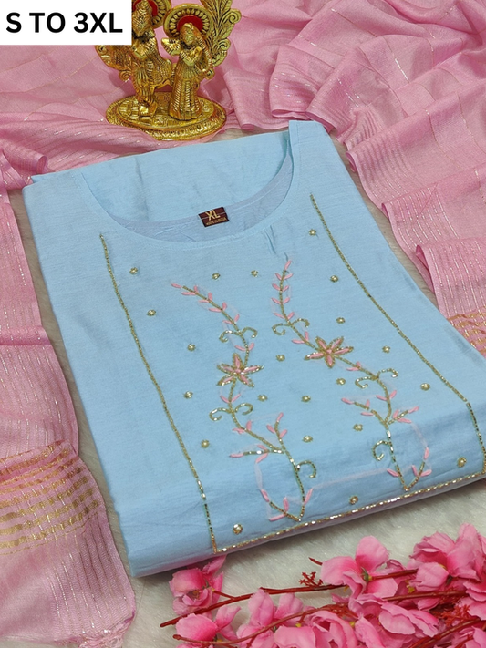 HEAVY MUSLIN COTTON SOFT KURTA DUPATTA S TO 3XL-DESIGN 38
