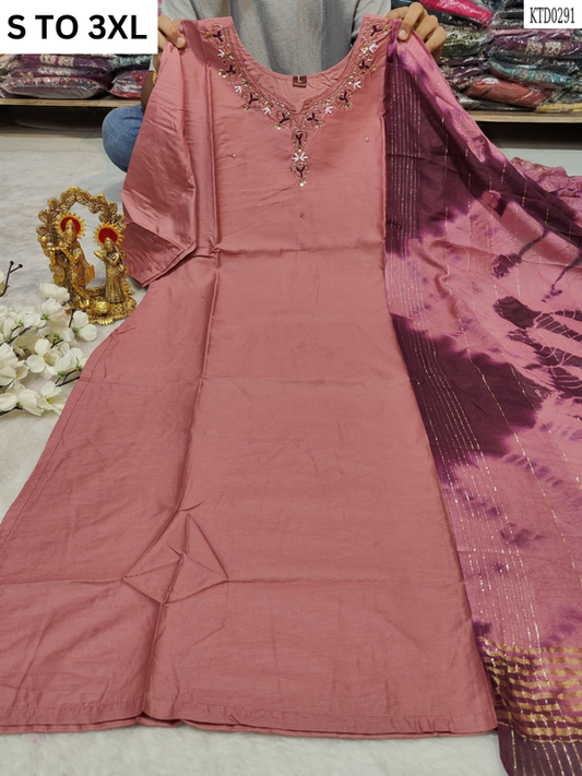 HEAVY MUSLIN COTTON SOFT KURTA DUPATTA S TO 3XL-DESIGN 39